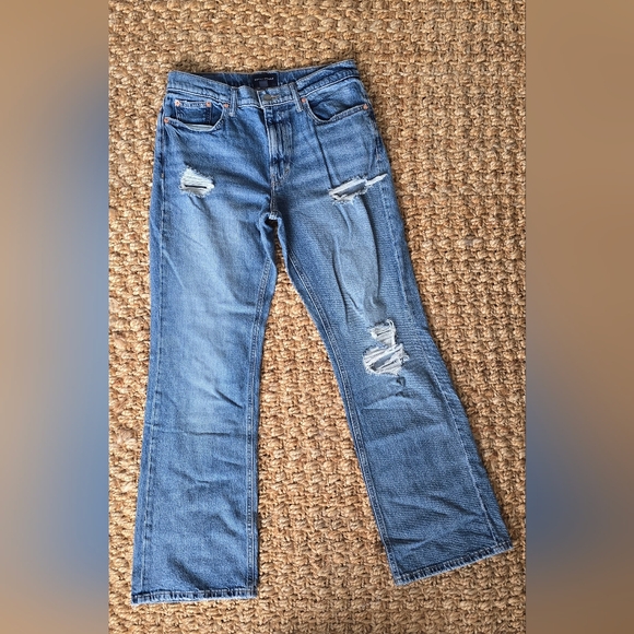 NWOT Lucky boyfriend Mid Rise Flare Distressed Women's Jeans Size 28 - Picture 4 of 5